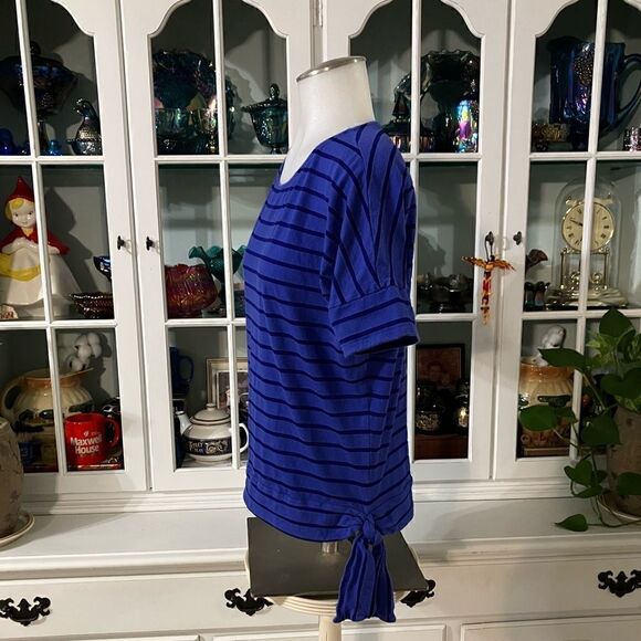 Chico’s Purple - Deep Purple Stripe Side-Tie Tee Sz iSmall - Picture 3 of 8